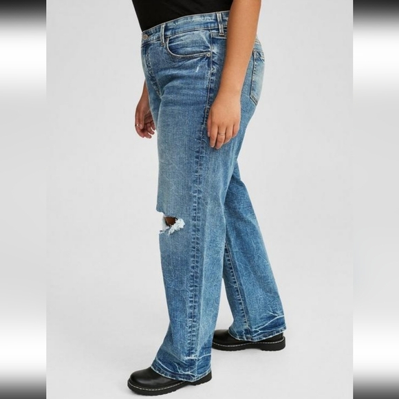 Torrid Jeans Womens Blue Perfect Wide Leg Mid Rise Like New Distressed 2… - Picture 3 of 15